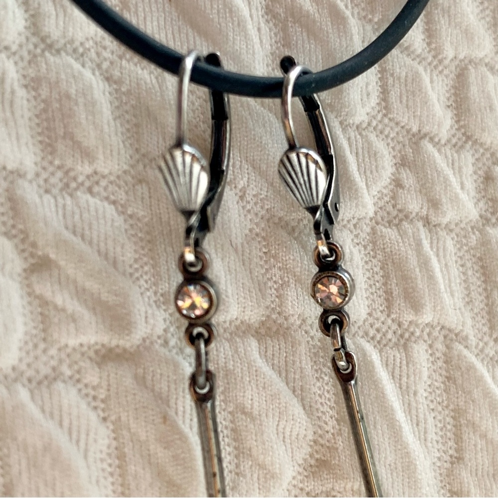 Dangling Silver Tone Spider Earrings with Crystals - Picture 2 of 6